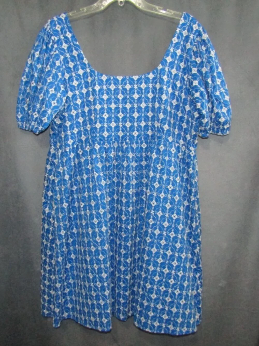 Rhode x Target Blue Eyelet Puff Sleeve Mini Dress Size L Babydoll Lined New Tag - Picture 7 of 13